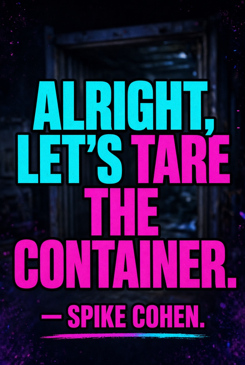 Neon meme: Alright, let's tare the container. — Spike Cohen
